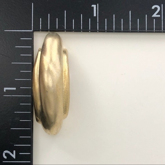 Gold Clip On Half Hoop Statement Earrings - Picture 3 of 4